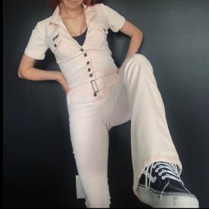 FRANKIE B PINK CORDUROY JUMPSUIT ONESIE